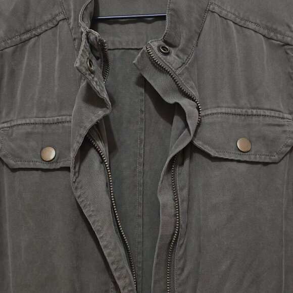 Lucky Brand Olive Sleeveless Cinched Waist Gorpcore Utility Vest Sz S - Picture 4 of 10